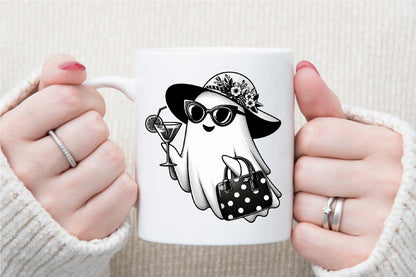 Cute Ghost Cocktail Halloween PNG Spooky Summer Clipart