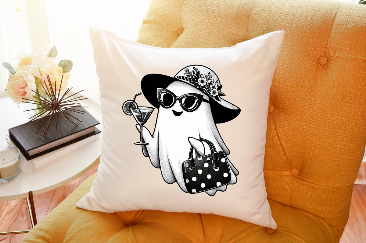 Cute Ghost Cocktail Halloween PNG Spooky Summer Clipart
