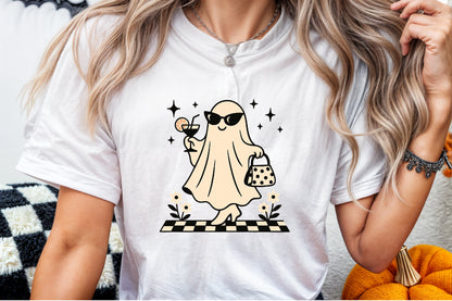 Cute Ghost Cocktail Retro Halloween PNG Sublimation
