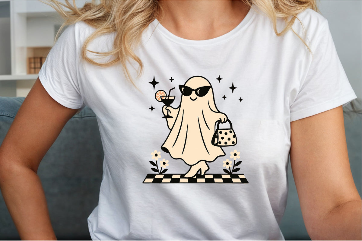 Cute Ghost Cocktail Retro Halloween PNG Sublimation