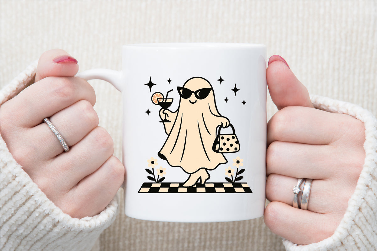 Cute Ghost Cocktail Retro Halloween PNG Sublimation