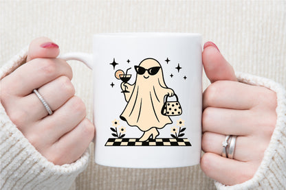 Cute Ghost Cocktail Retro Halloween PNG Sublimation