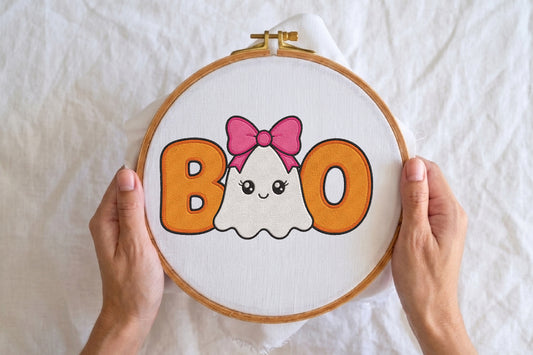 Cute Ghost Embroidery Design – Adorable Ghost Machine Embroidery Pattern, Halloween & Spooky Embroidery Design
