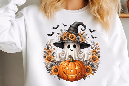 Sunflower Ghost Halloween PNG