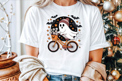 Cute Ghost Bicycle Halloween Fall Autumn PNG