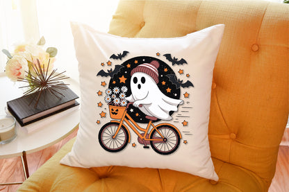 Cute Ghost Bicycle Halloween Fall Autumn PNG
