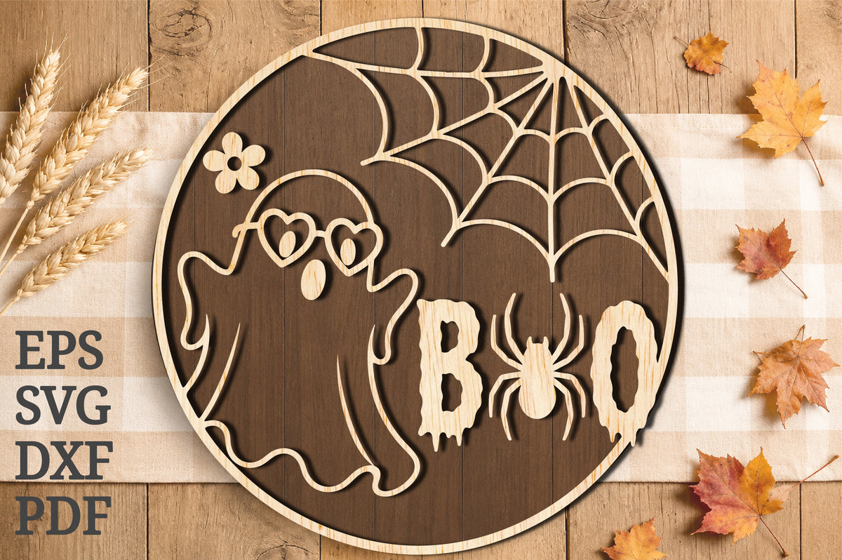 Cute Ghost Boo Halloween Laser Cut SVG