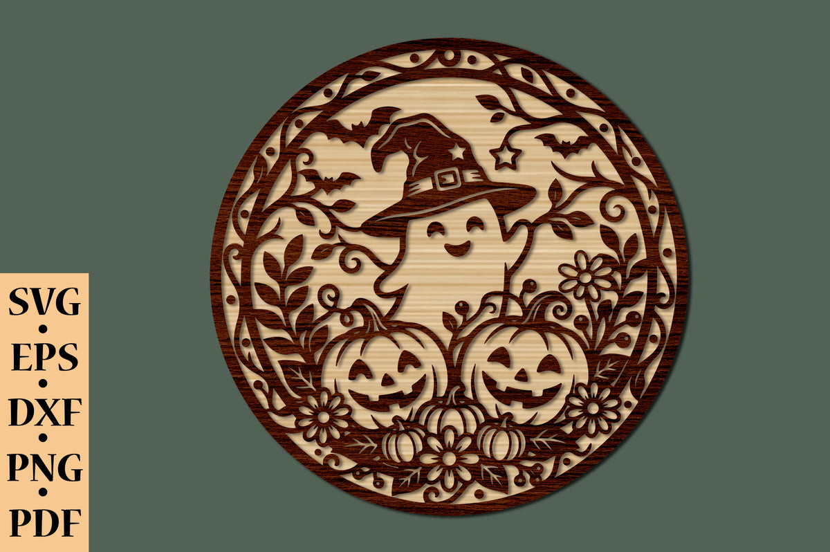 Cute Ghost Halloween Ornament Laser Cut SVG