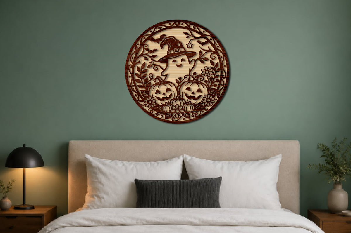 Cute Ghost Halloween Ornament Laser Cut SVG