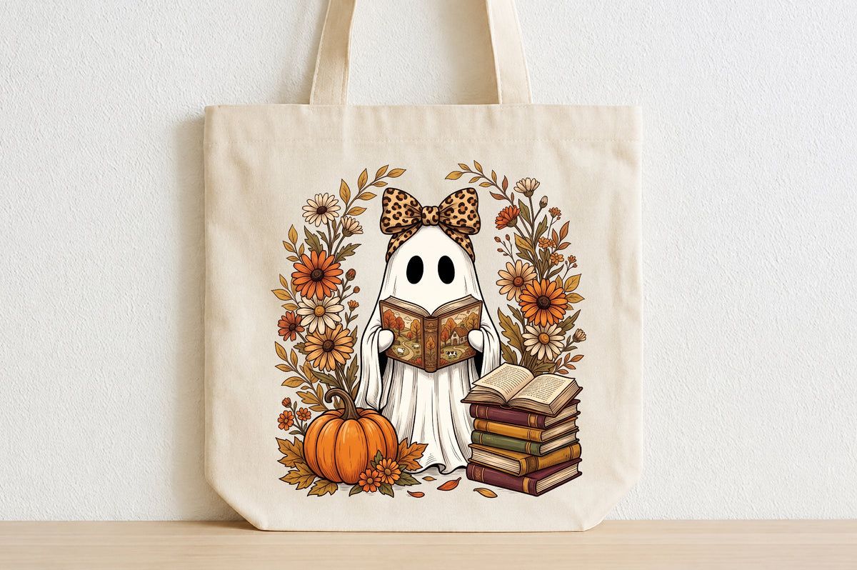 Cute Ghost Reading Book PNG