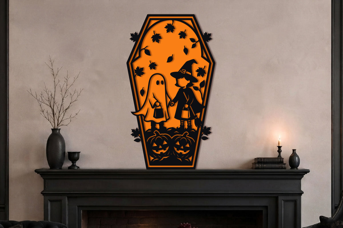 Cute Ghost Witch Halloween Coffin SVG