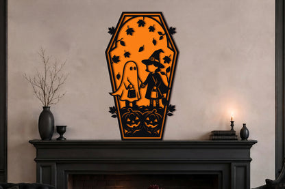Cute Ghost Witch Halloween Coffin SVG