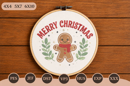 Cute Gingerbread Christmas Embroidery