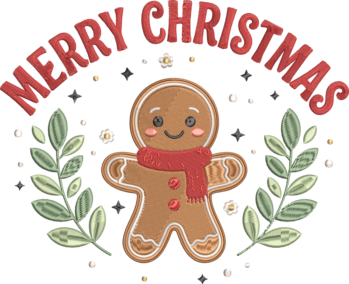 Cute Gingerbread Christmas Embroidery