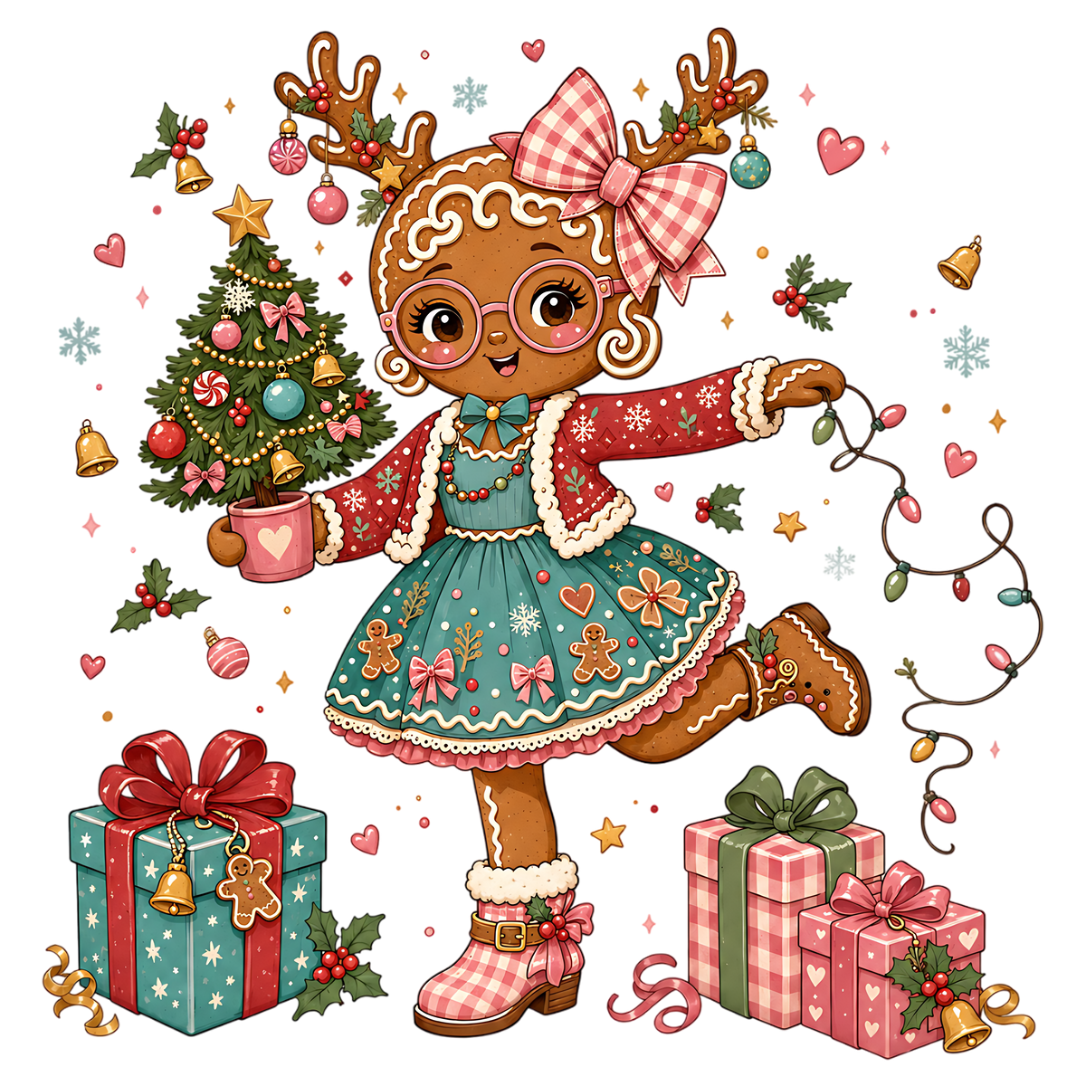 Cute Gingerbread Girl Christmas PNG