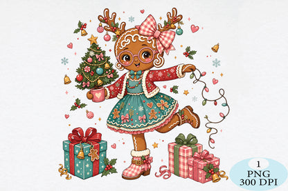 Cute Gingerbread Girl Christmas PNG