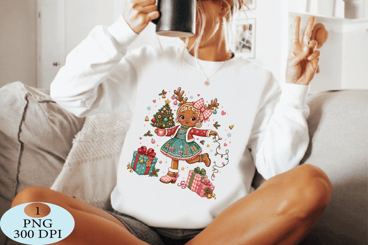 Cute Gingerbread Girl Christmas PNG