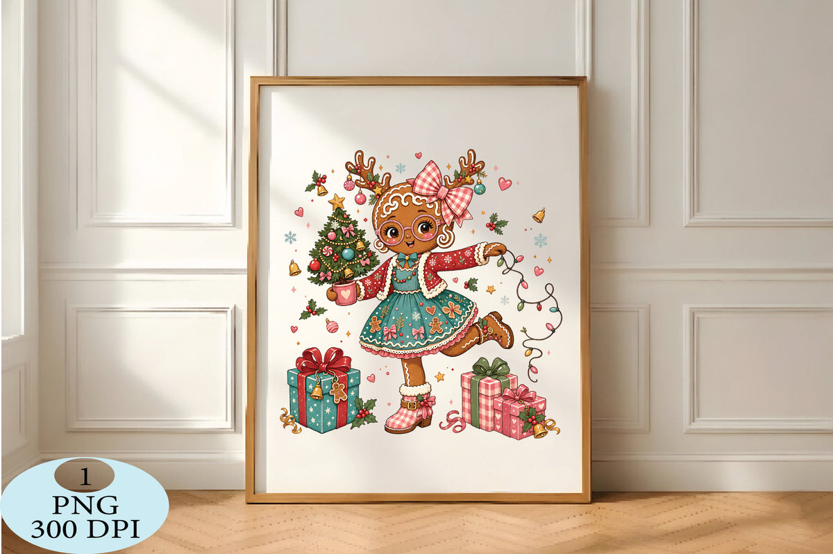 Cute Gingerbread Girl Christmas PNG