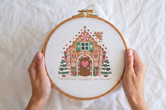 Cute Gingerbread House Embroidery Design – Adorable Christmas Gingerbread Machine Embroidery Pattern, Festive Holiday Embroidery Design