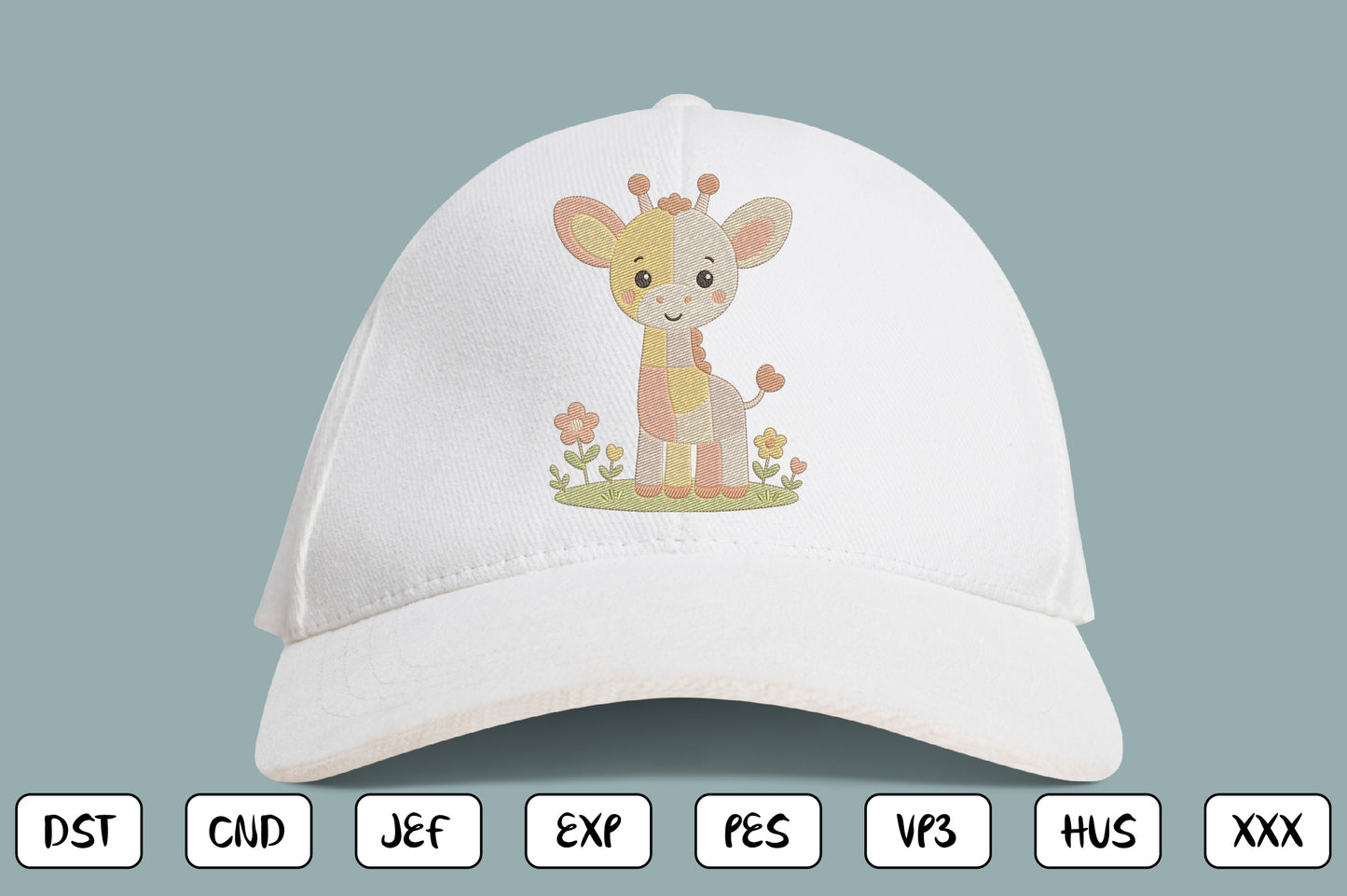 Cute Giraffe Embroidery Design, Adorable Giraffe Nursery Machine Embroidery Pattern, Kawaii Baby Giraffe Embroidery Design