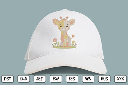 Cute Giraffe Embroidery Design, Adorable Giraffe Nursery Machine Embroidery Pattern, Kawaii Baby Giraffe Embroidery Design