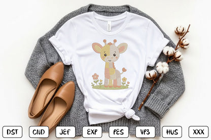 Cute Giraffe Embroidery Design, Adorable Giraffe Nursery Machine Embroidery Pattern, Kawaii Baby Giraffe Embroidery Design