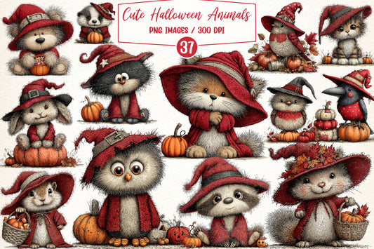 Cute Halloween Animals PNG | 37 PNG Spooky Animal Clipart Bundle