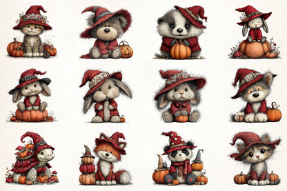 Cute Halloween Animals PNG | 37 PNG Spooky Animal Clipart Bundle