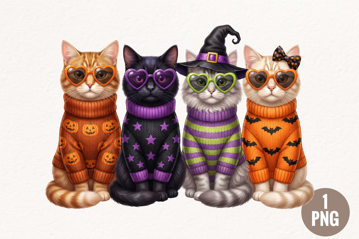 Halloween Cat PNG, Cute Black Cat Sublimation