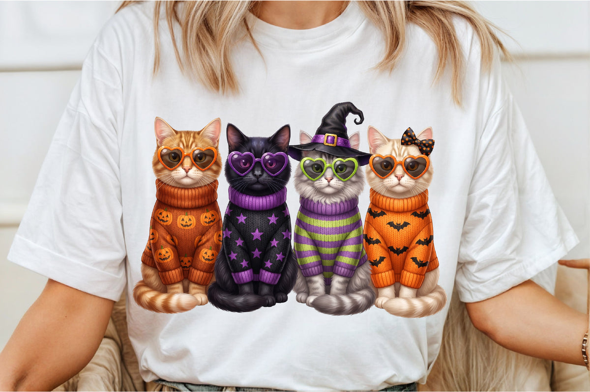 Halloween Cat PNG, Cute Black Cat Sublimation