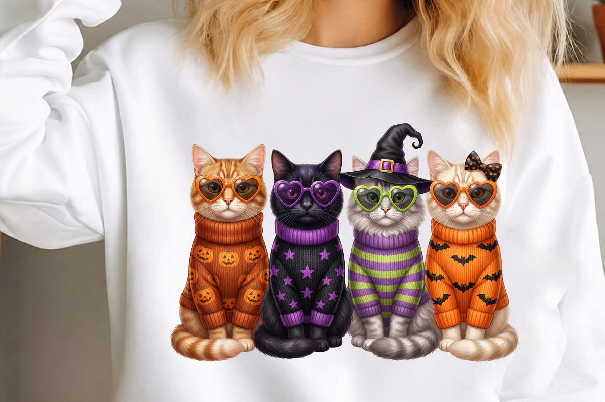 Halloween Cat PNG, Cute Black Cat Sublimation