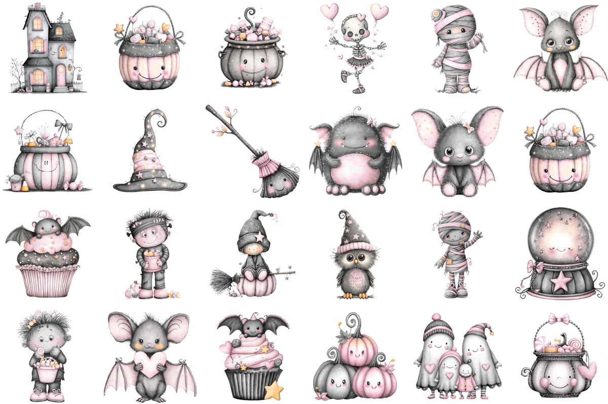 Cute Halloween Clipart PNG Bundle Commercial Use
