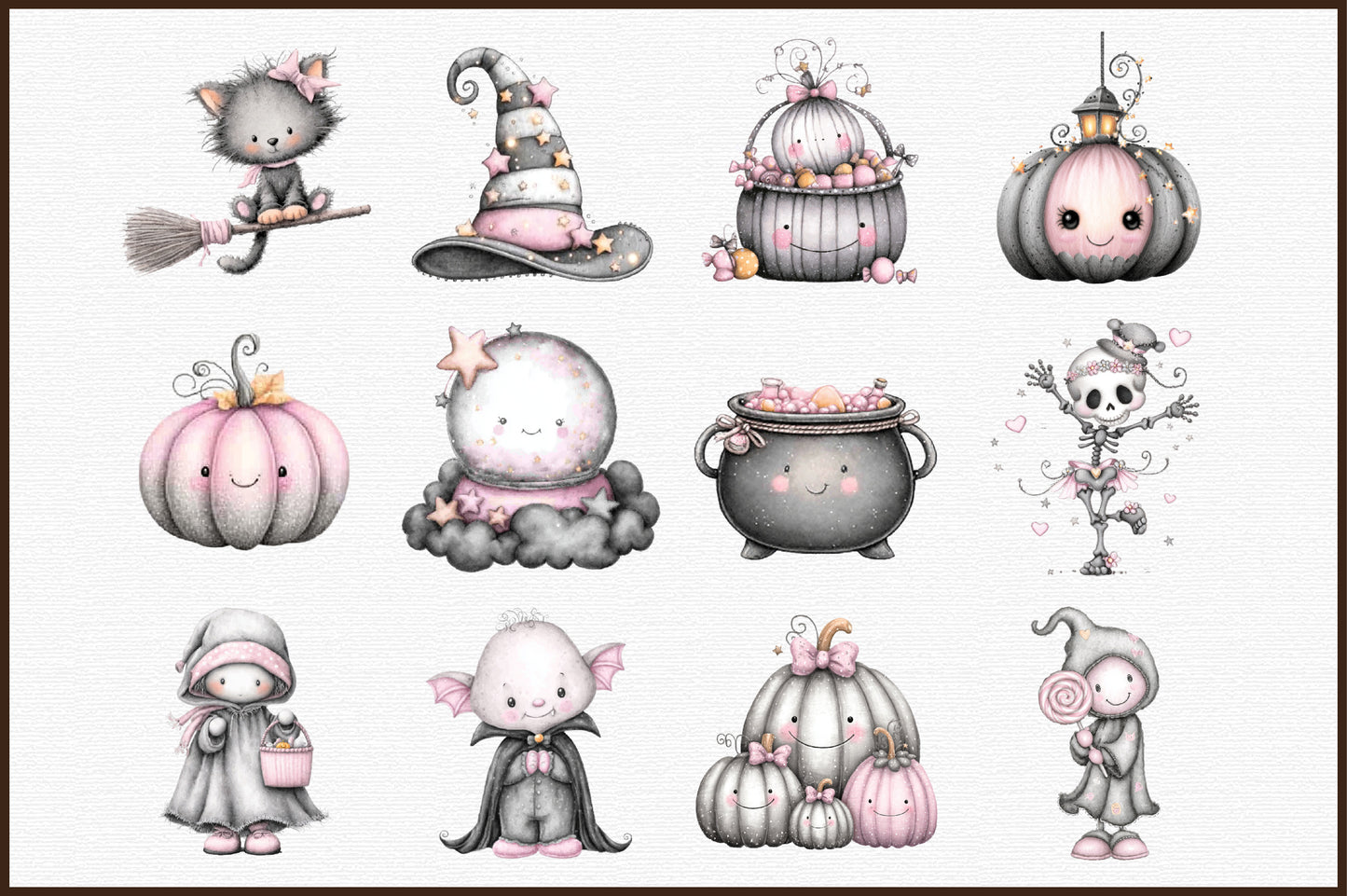 Cute Halloween Clipart PNG Bundle Commercial Use