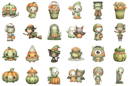 Cute Halloween Clipart PNG Bundle Commercial Use