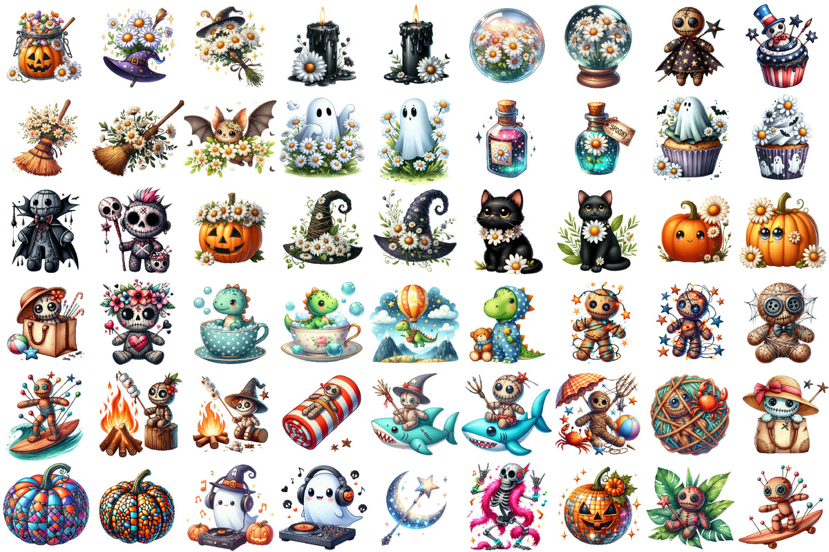 Cute Halloween Clipart Bundle Gothic Voodoo Doll PNG
