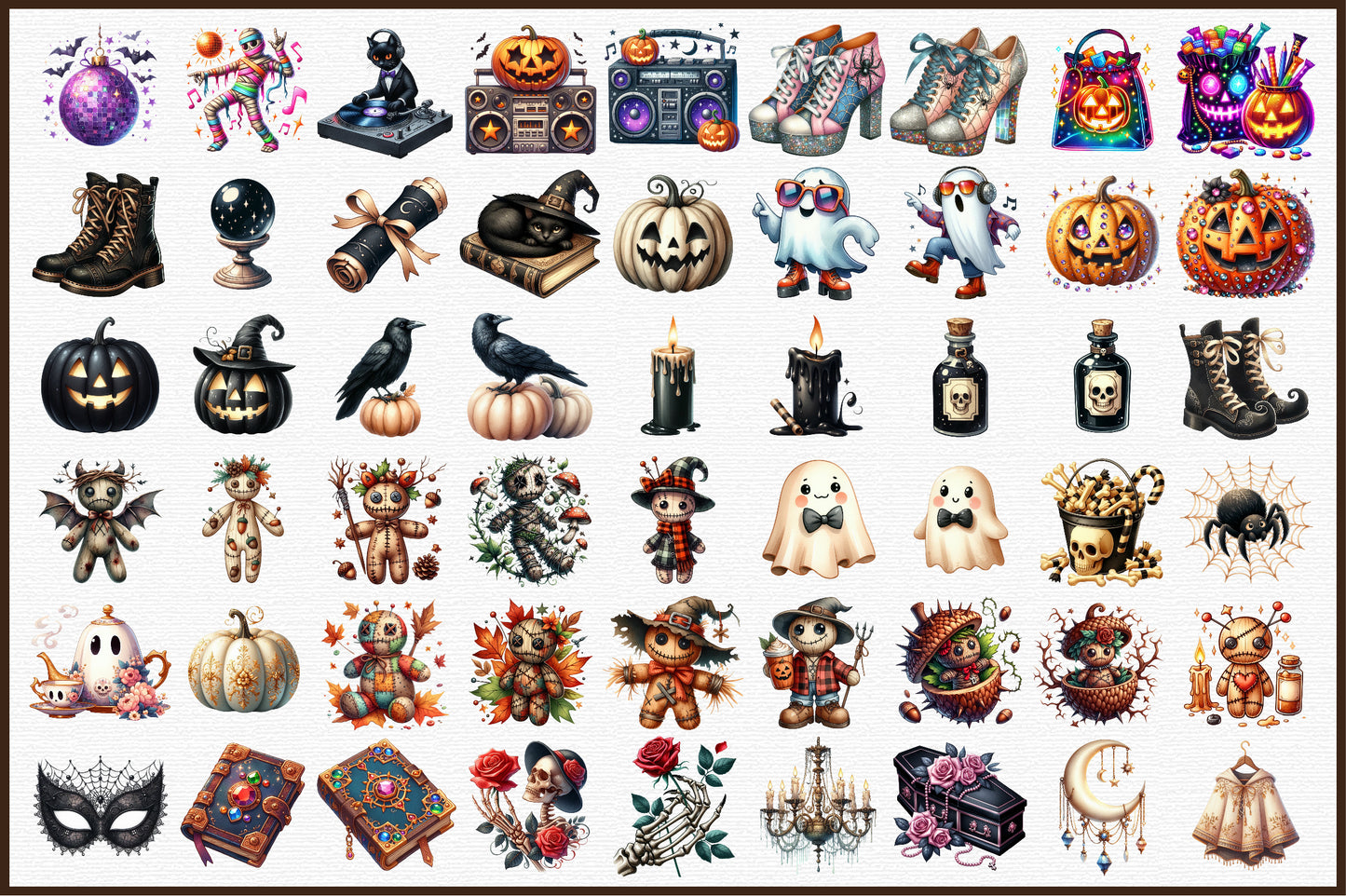 Cute Halloween Clipart Bundle Gothic Voodoo Doll PNG