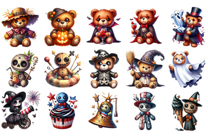 Cute Halloween Clipart Bundle Gothic Voodoo Doll PNG