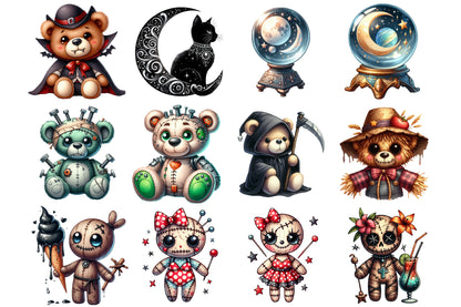 Cute Halloween Clipart Bundle Gothic Voodoo Doll PNG