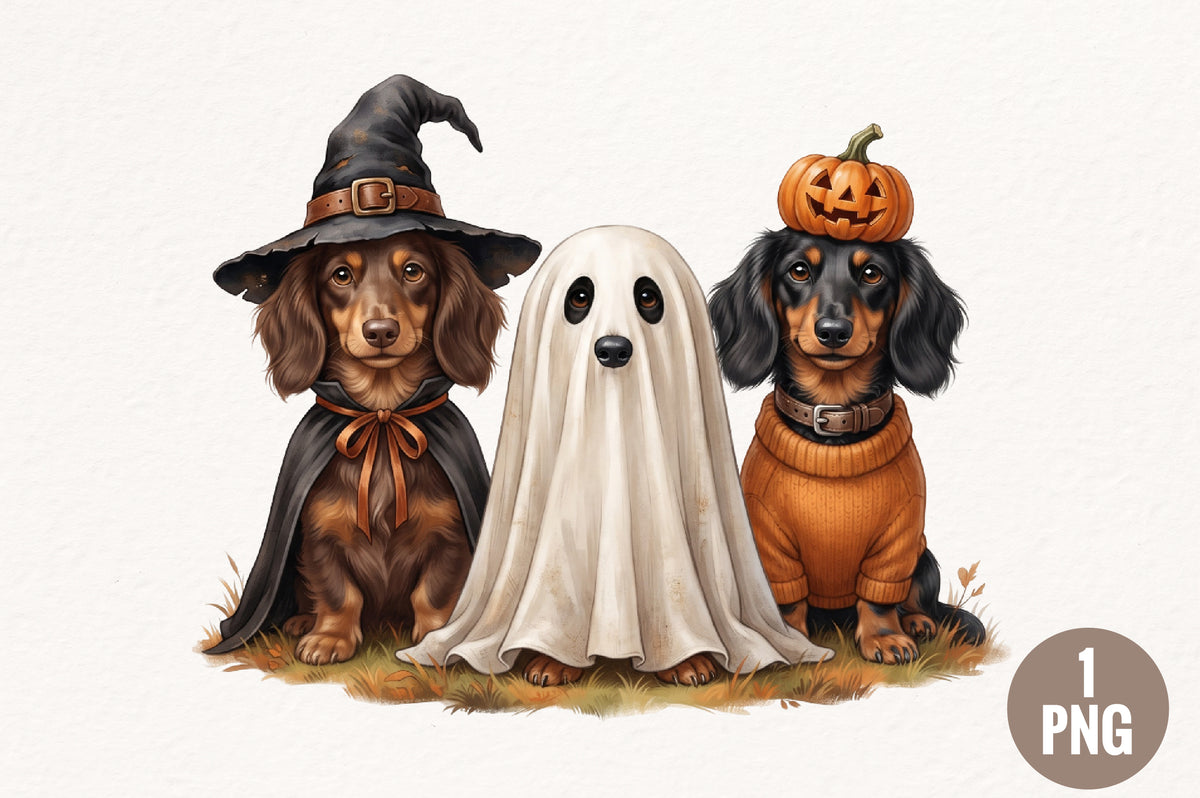 Cute Halloween Dachshund Dogs PNG