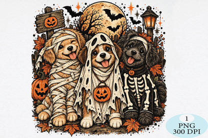 Cute Halloween Dogs PNG Clipart