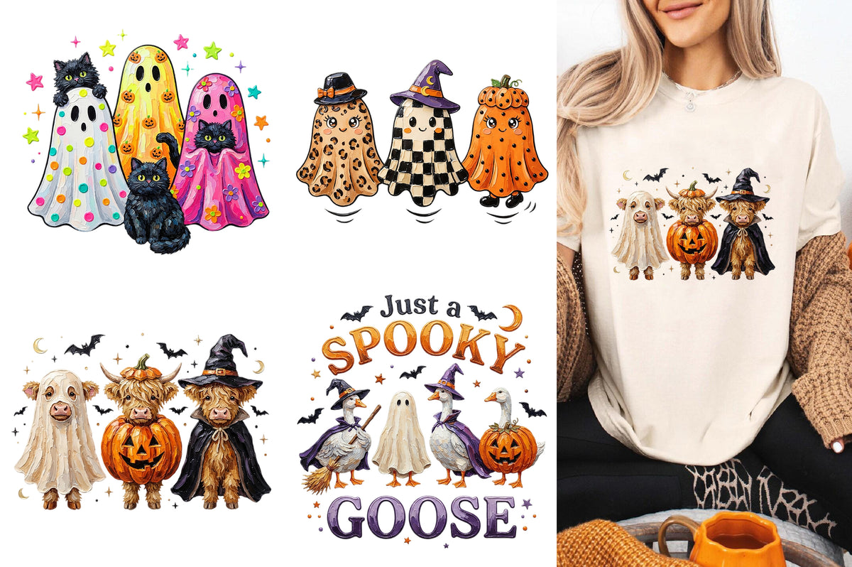 Cute Halloween Ghost Animal PNG