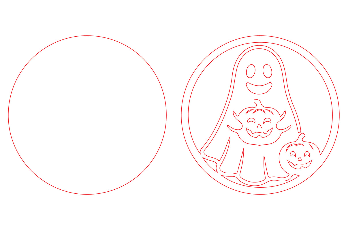 Cute Halloween Ghost Pumpkin Door Hanger SVG