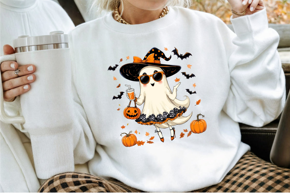 Cute Coquette Halloween Ghost Witch PNG Clipart