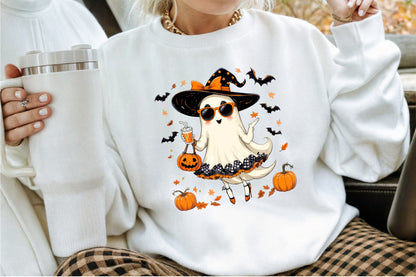 Cute Coquette Halloween Ghost Witch PNG Clipart