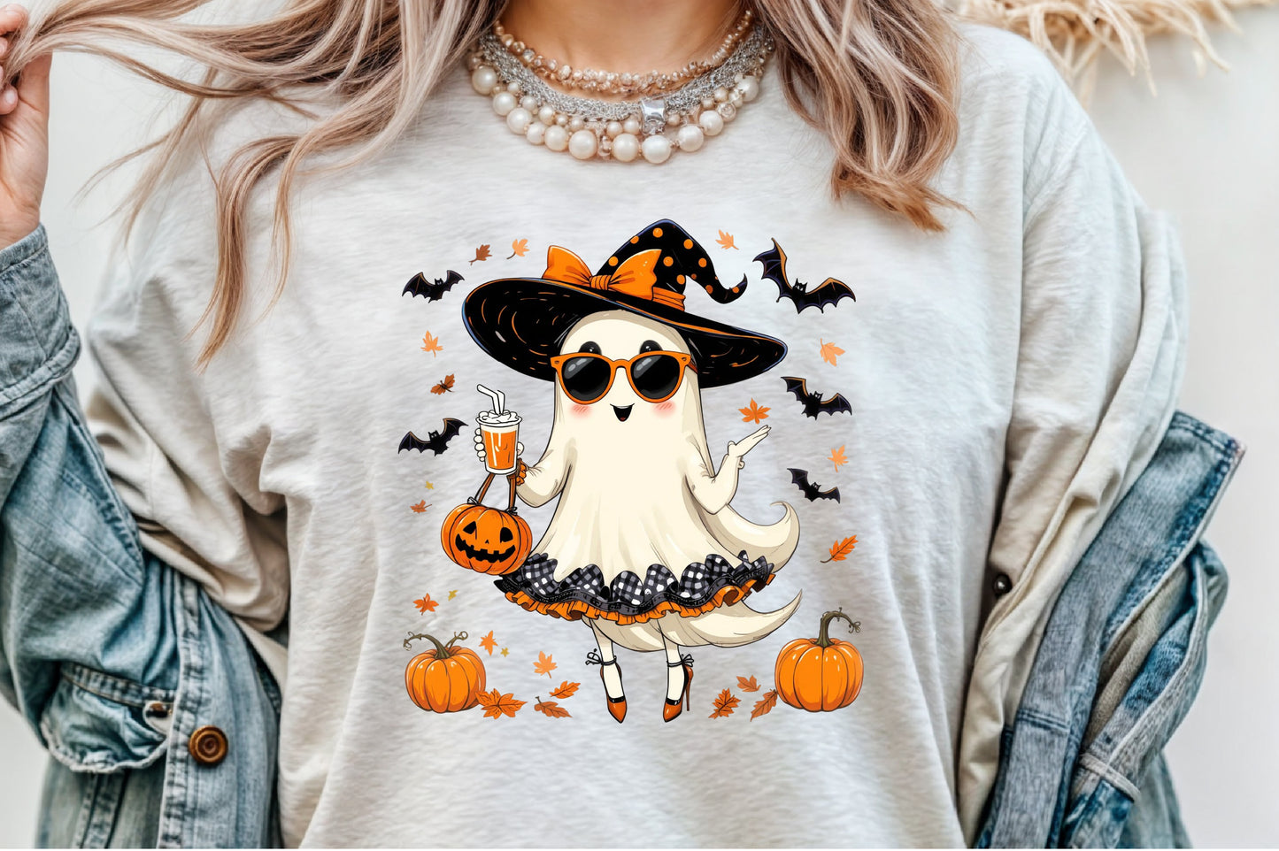 Cute Coquette Halloween Ghost Witch PNG Clipart