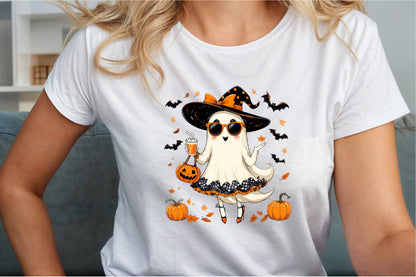 Cute Coquette Halloween Ghost Witch PNG Clipart