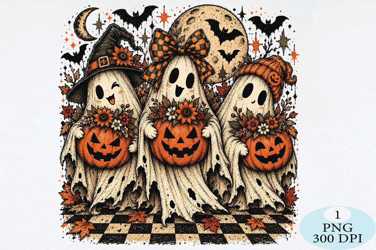 Cute Halloween Ghosts Pumpkin PNG Clipart