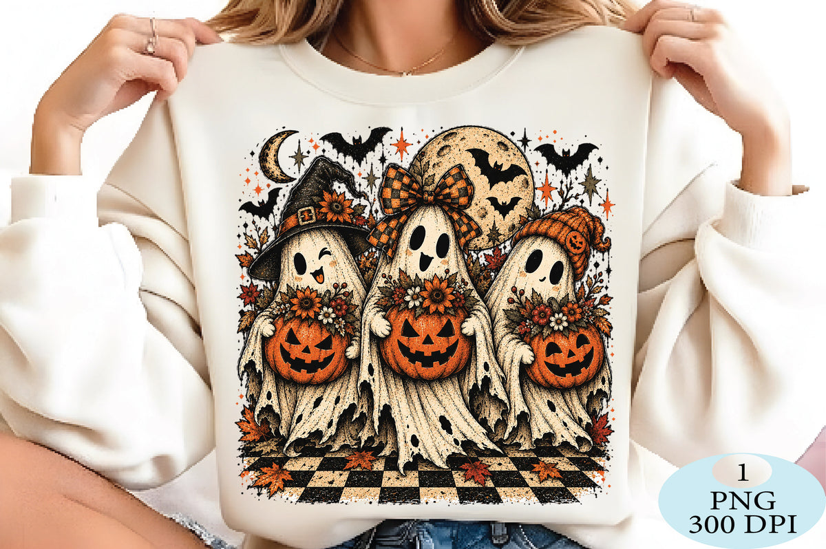 Cute Halloween Ghosts Pumpkin PNG Clipart