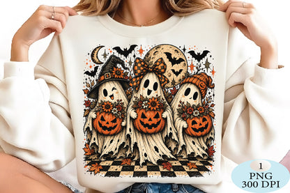 Cute Halloween Ghosts Pumpkin PNG Clipart