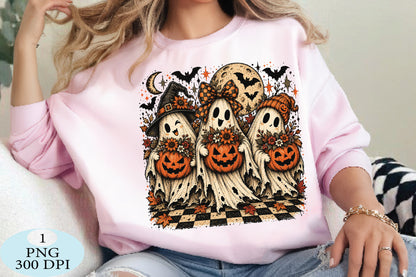 Cute Halloween Ghosts Pumpkin PNG Clipart